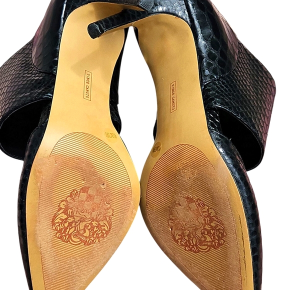 Vince Camuto Pointy Toe Heel Zip Black Leather High Heels 9.5 - Picture 7 of 10